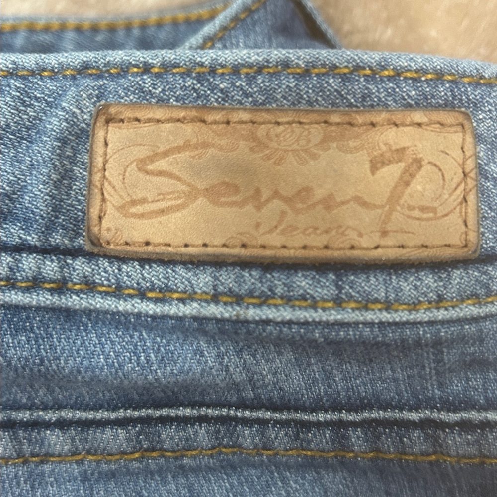 Vintage Y2K Seven7 women’s sz 28  jeans Rhinestone Flare Low Rise Bootcut blue - Picture 14 of 16